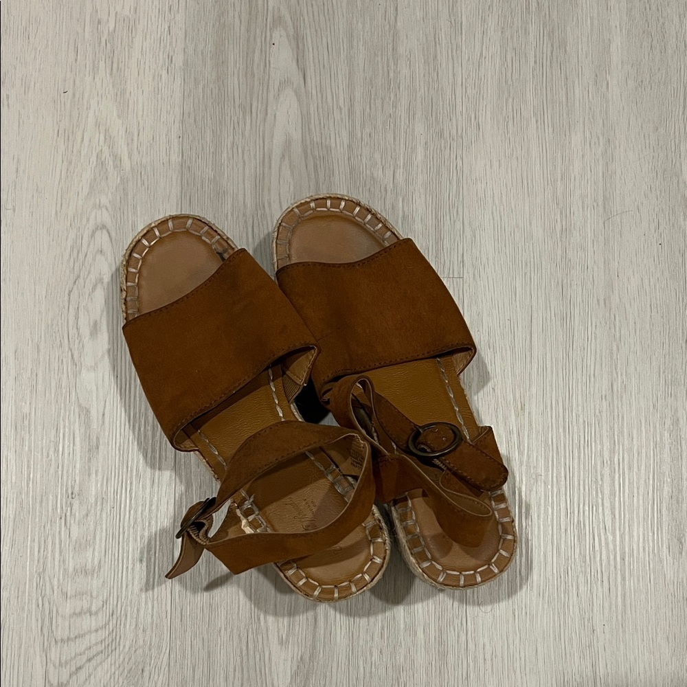 Brown Suede Platform Sandals